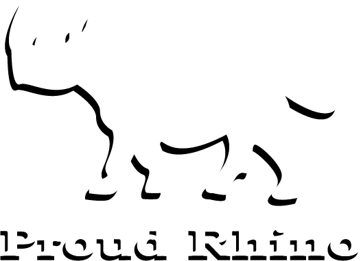 Proud Rhino logo — a single-line rhino drawing above the wordmark