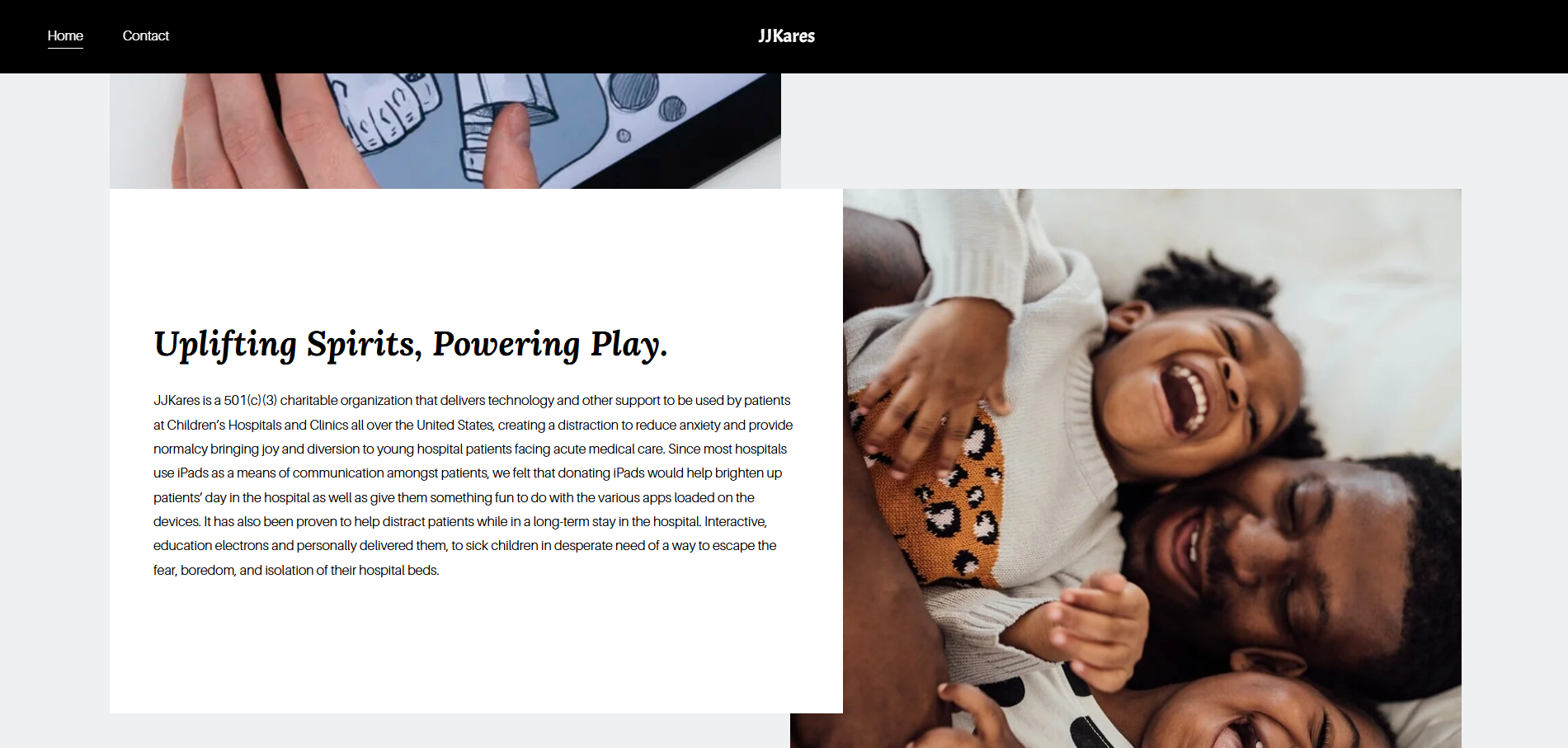 JJKares website homepage