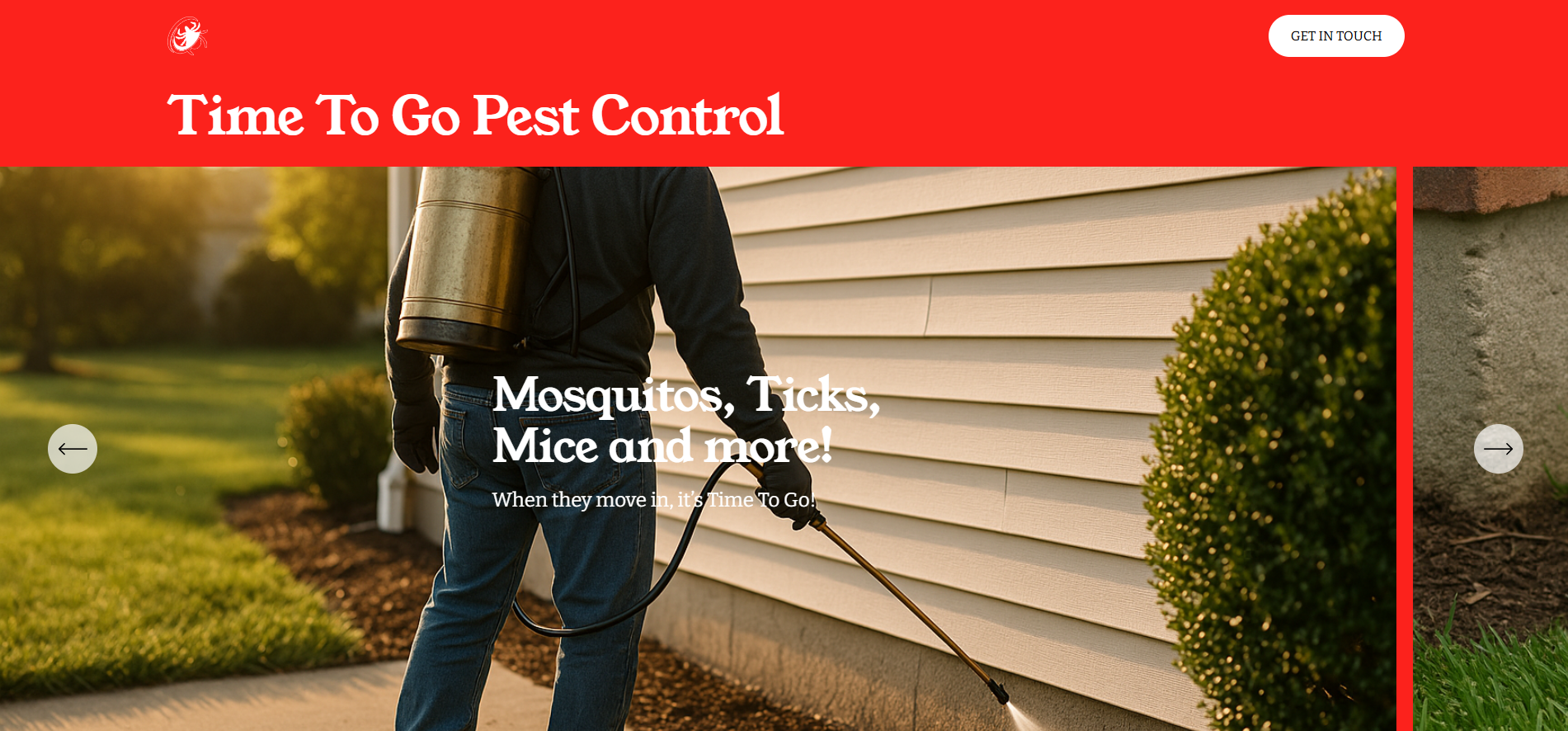 Time To Go Pest Control website homepage